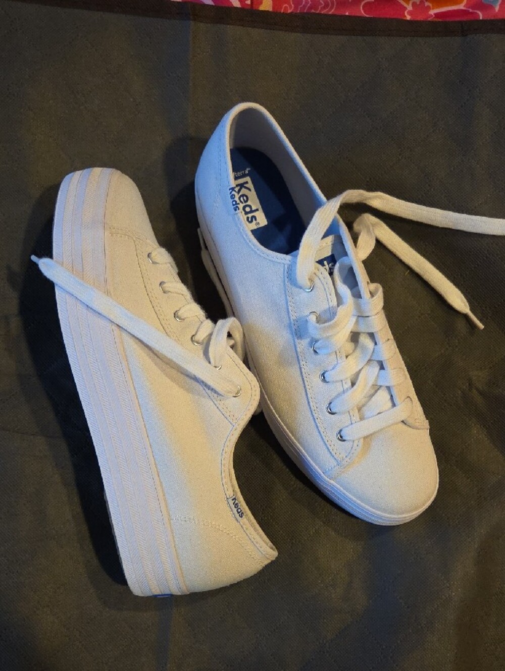 Keds White Canvas Platform Lace-Up Sneakers - Picture 6 of 6